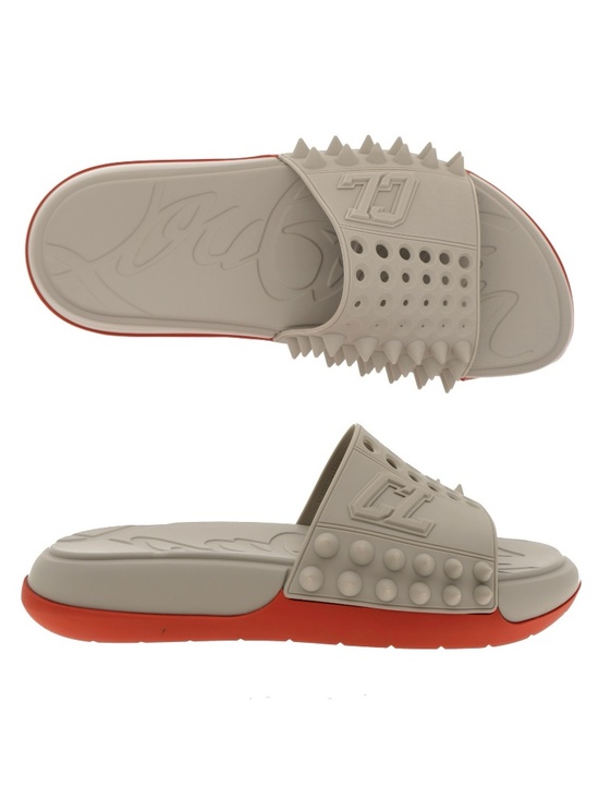 Christian Louboutin Other - Christian Louboutin Take It Easy Slides Grey Rubber Size 9 US New
